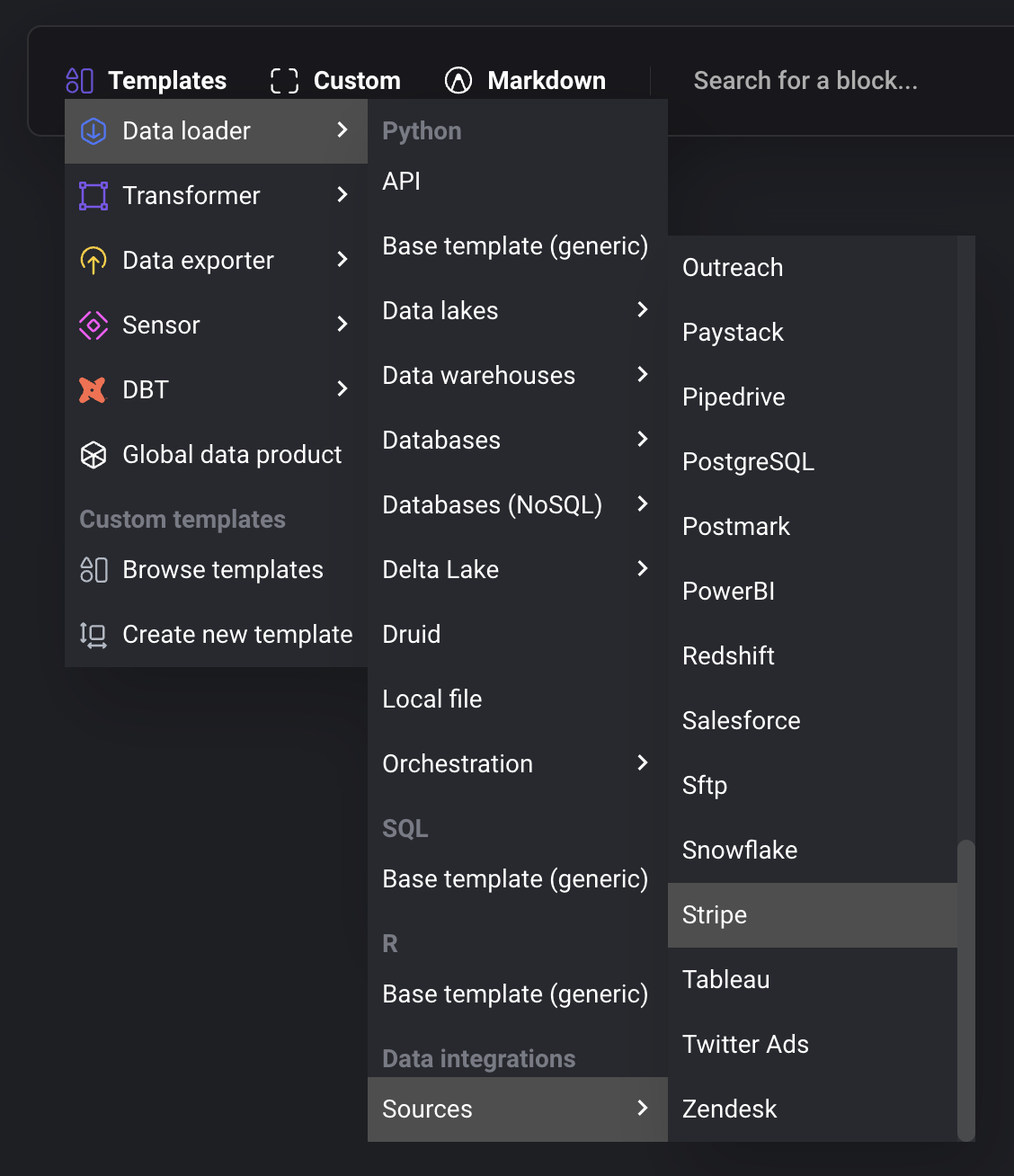 Add source block