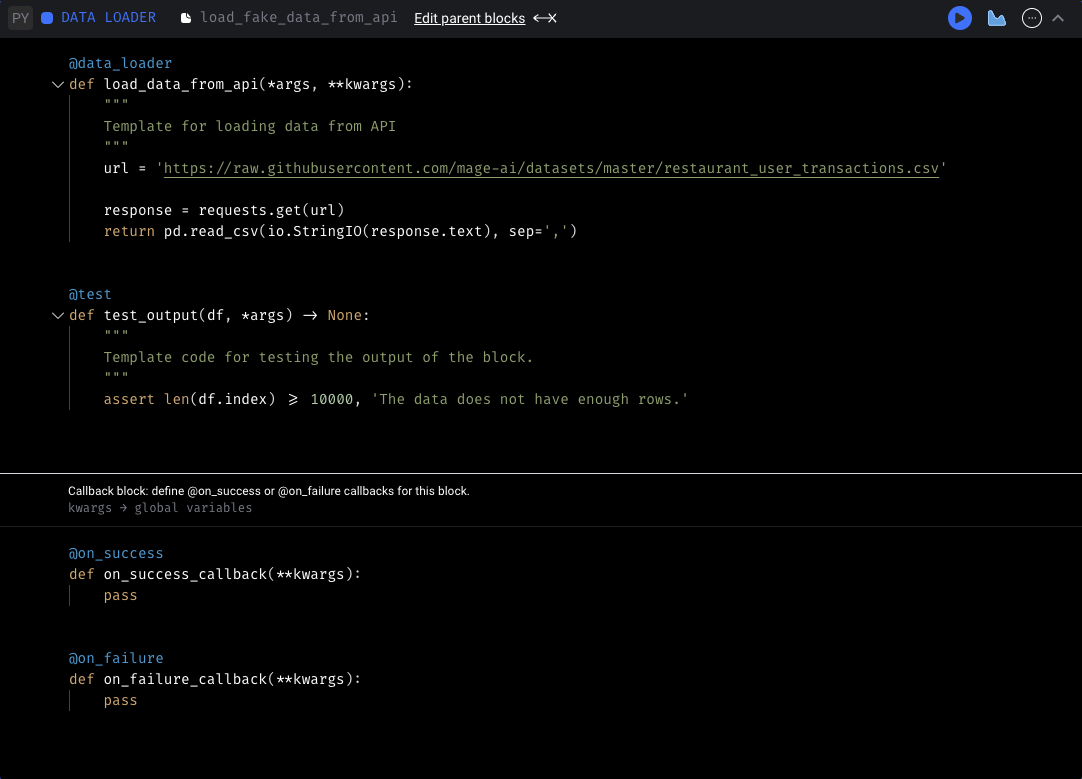 Block callback