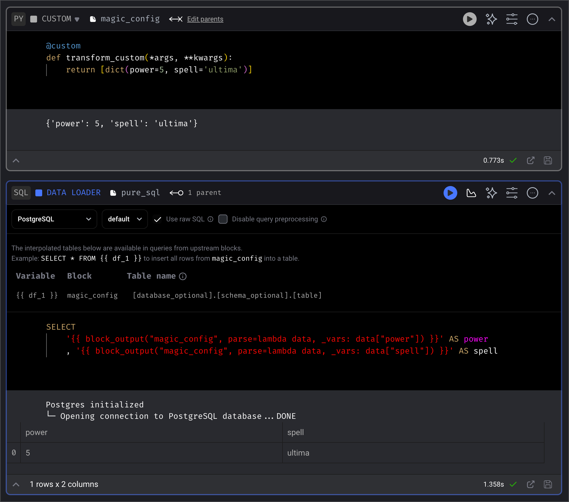 Interpolate block output dataz