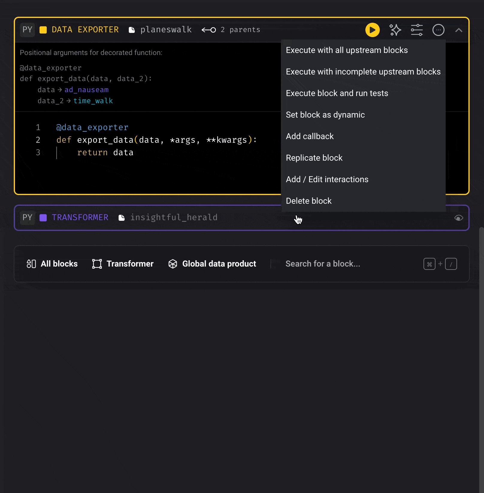 Replicate the code of an existing block