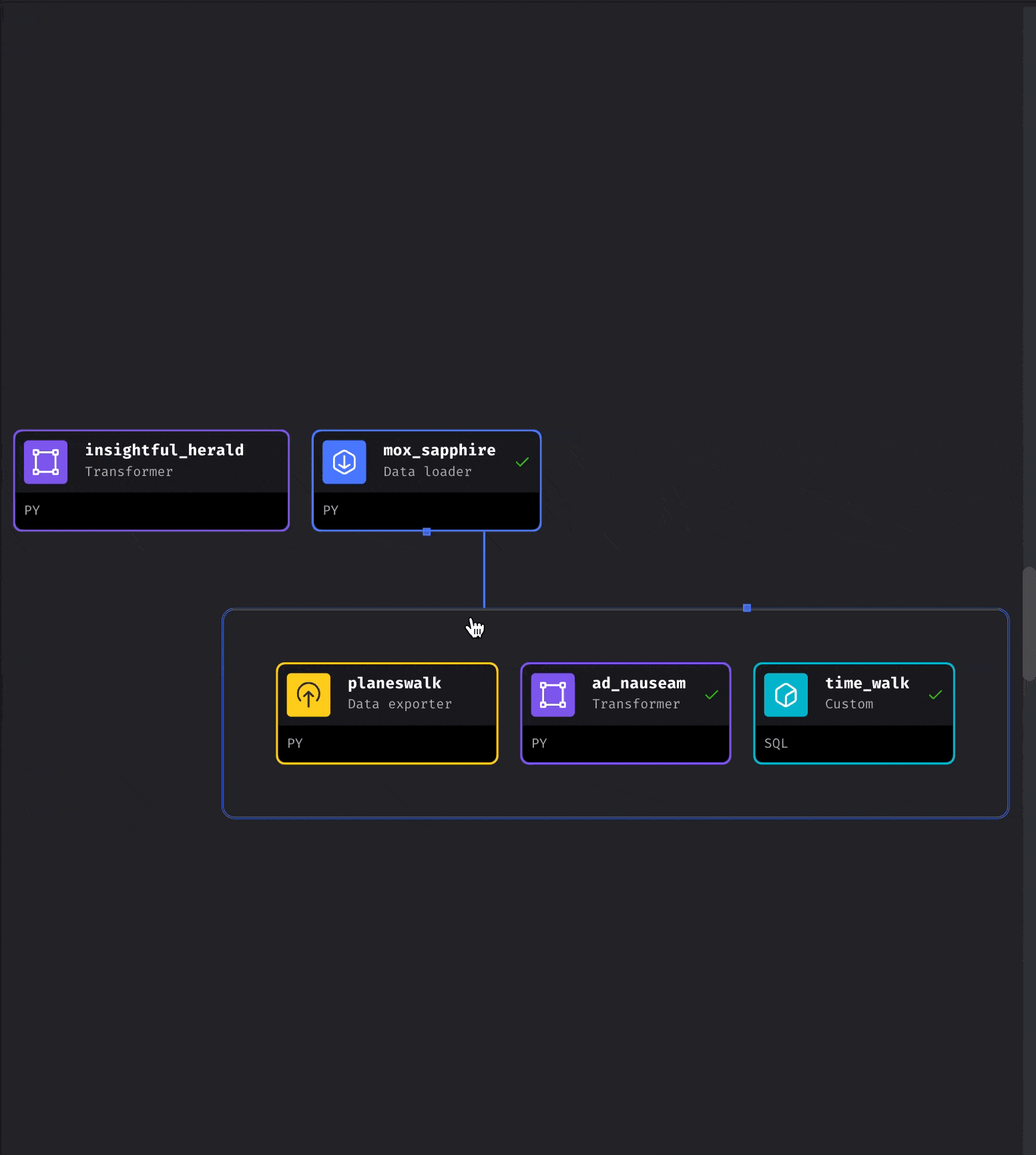 Drag an entire group of blocks.