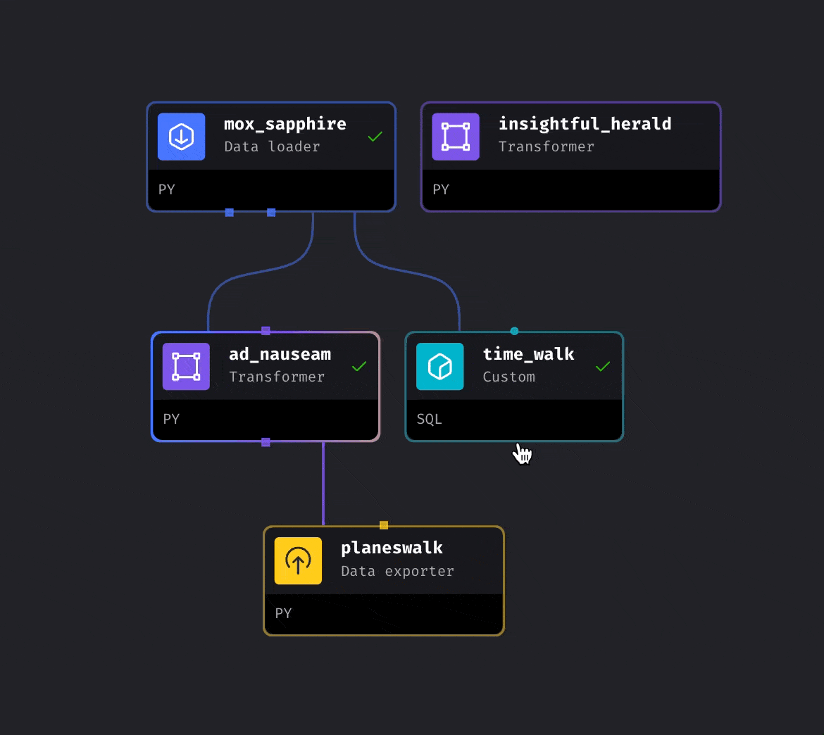 Drag lines to connect blocks.