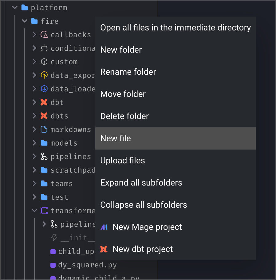 Right clicking a folder