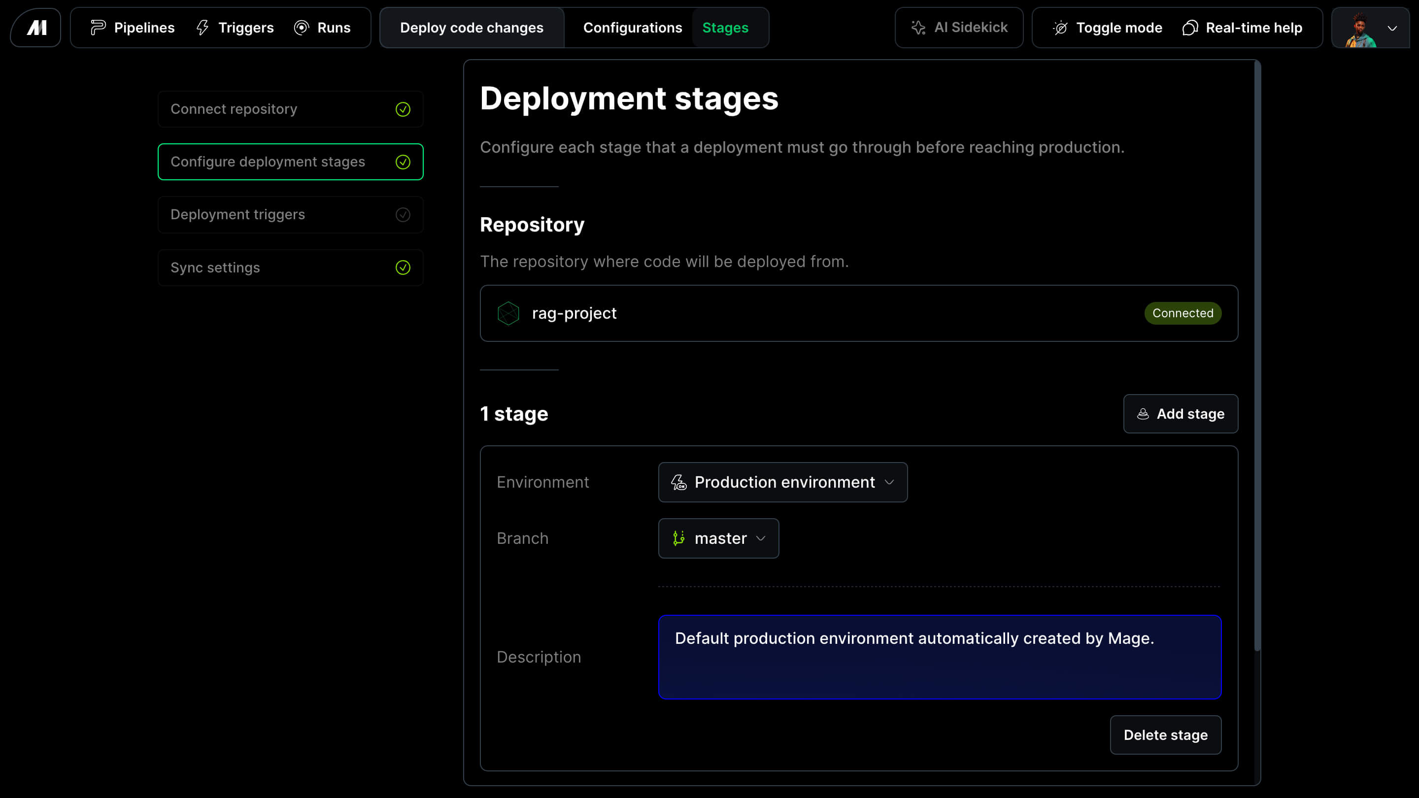 Mage Pro Deployment stages