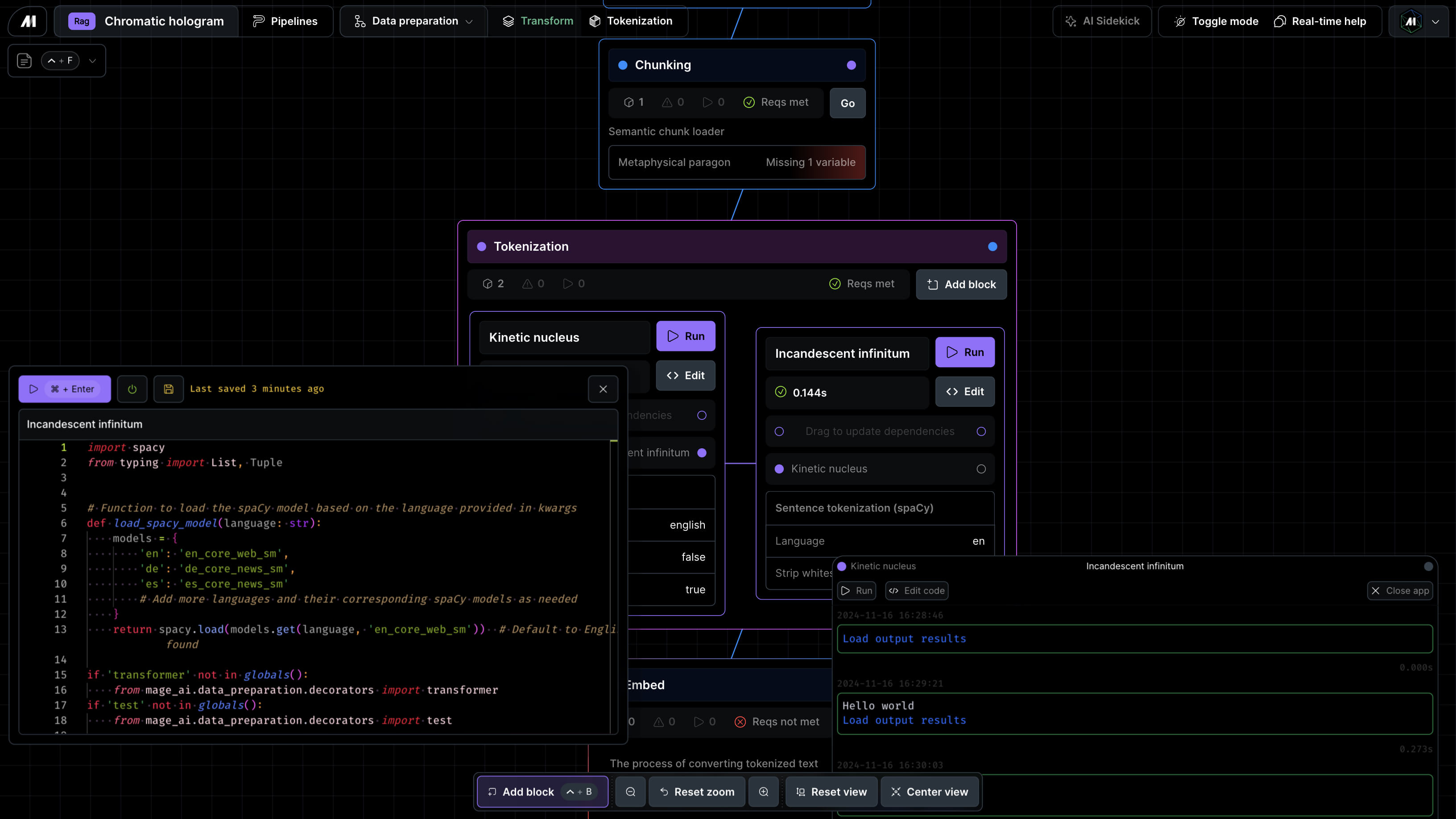 Mage Pro RAG pipeline builder