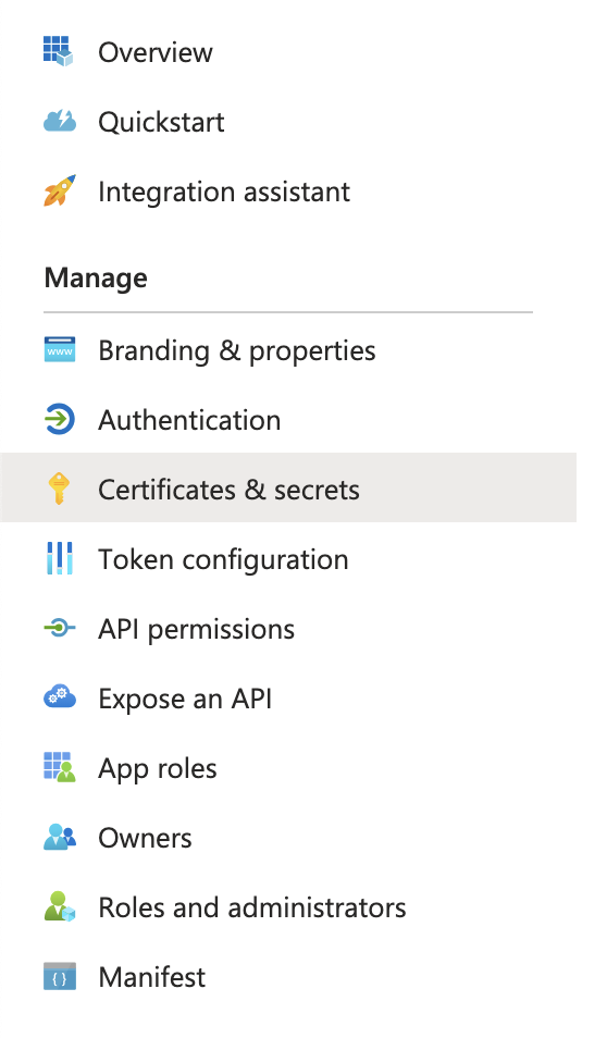 Certificates & secrets