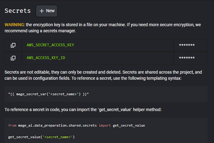 Secrets UI